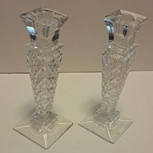 Set of 2 Crystal candle stick holders by Imperial Estate 8" tall